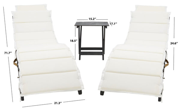 Safavieh Pacifica 3 Piece Lounge Set XII23 Black Wood/Beige Cushion Galvanized Steel PAT7020G