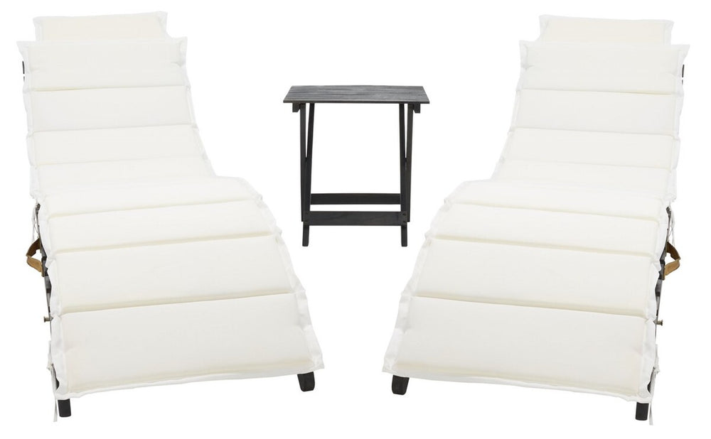 Safavieh Pacifica 3 Piece Lounge Set XII23 Black Wood/Beige Cushion Galvanized Steel PAT7020G