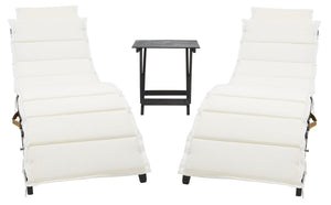 Safavieh Pacifica 3 Piece Lounge Set XII23 Black Wood/Beige Cushion Galvanized Steel PAT7020G