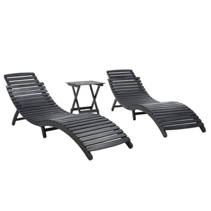 Safavieh Pacifica 3 Piece Lounge Set XII23 Black Wood/Beige Cushion Galvanized Steel PAT7020G