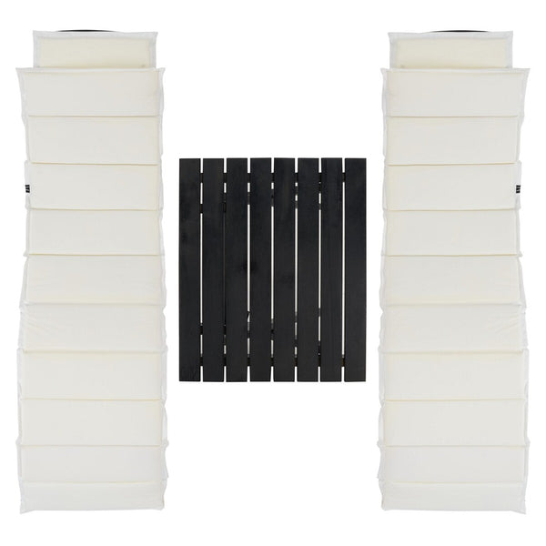 Safavieh Pacifica 3 Piece Lounge Set XII23 Black Wood/Beige Cushion Galvanized Steel PAT7020G