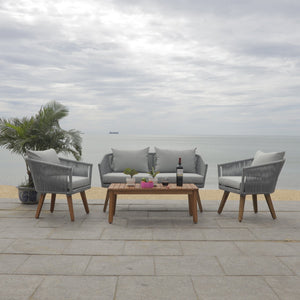 Safavieh Velso 4 Piece Living Set Grey Rope/ Grey Cushion/Natural Legs PAT7072C-2BX