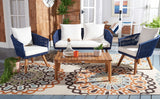 Safavieh Velso 4 Piece Living Set Navy Rope/Beige Cushion/Natural Legs PAT7072E-2BX