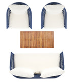 Safavieh Velso 4 Piece Living Set Navy Rope/Beige Cushion/Natural Legs PAT7072E-2BX