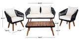 Safavieh Ransin 4Piece Living Set Black Rope/ Beige Cushion/Natural Legs PAT7074B-2BX