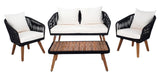 Safavieh Ransin 4Piece Living Set Black Rope/ Beige Cushion/Natural Legs PAT7074B-2BX