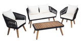 Safavieh Ransin 4Piece Living Set Black Rope/ Beige Cushion/Natural Legs PAT7074B-2BX