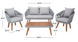 Safavieh Ransin 4Piece Living Set Grey Rope/ Grey Cushion/Natural Legs PAT7074C-2BX