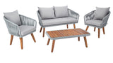 Safavieh Ransin 4Piece Living Set Grey Rope/ Grey Cushion/Natural Legs PAT7074C-2BX