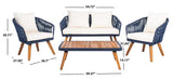 Safavieh Ransin 4Piece Living Set Navy/Beige/Natural Legs PAT7074E-2BX