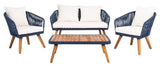 Safavieh Ransin 4Piece Living Set Navy/Beige/Natural Legs PAT7074E-2BX