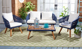 Safavieh Ransin 4Piece Living Set Navy/Beige/Natural Legs PAT7074E-2BX