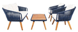 Safavieh Ransin 4Piece Living Set Navy/Beige/Natural Legs PAT7074E-2BX