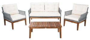 Safavieh Winslo 4Pc Living Set Grey Rope/ Beige Cushion/Natural Legs PAT7075A-2BX