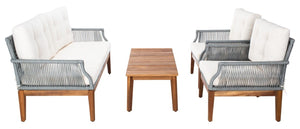 Safavieh Winslo 4Pc Living Set Grey Rope/ Beige Cushion/Natural Legs PAT7075A-2BX