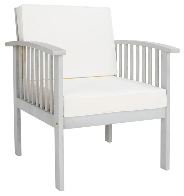 Safavieh Finnick 4 Piece Living Set XII23 Grey Wood/Beige Cushion Galvanized Steel PAT7313B-2BX