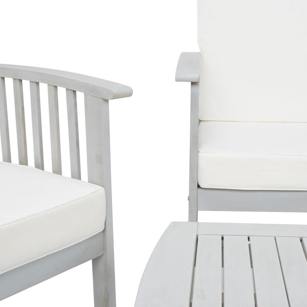 Safavieh Finnick 4 Piece Living Set XII23 Grey Wood/Beige Cushion Galvanized Steel PAT7313B-2BX