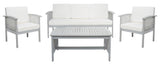 Safavieh Finnick 4 Piece Living Set XII23 Grey Wood/Beige Cushion Galvanized Steel PAT7313B-2BX