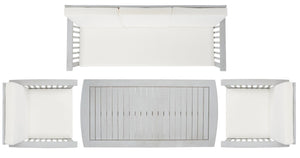 Safavieh Finnick 4 Piece Living Set XII23 Grey Wood/Beige Cushion Galvanized Steel PAT7313B-2BX