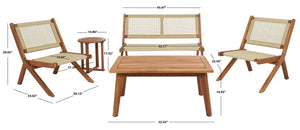 Safavieh Kobina 5 Piece Outdoor Living Set XII23 Natural/Natural Rope Galvanized Steel PAT7314A-2BX