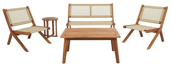 Safavieh Kobina 5 Piece Outdoor Living Set XII23 Natural/Natural Rope Galvanized Steel PAT7314A-2BX