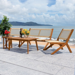 Safavieh Kobina 5 Piece Outdoor Living Set XII23 Natural/Natural Rope Galvanized Steel PAT7314A-2BX