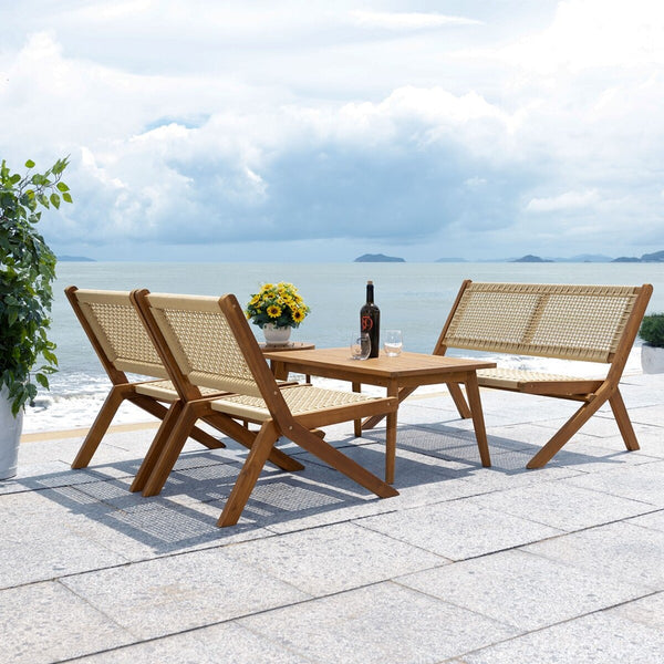 Safavieh Kobina 5 Piece Outdoor Living Set XII23 Natural/Natural Rope Galvanized Steel PAT7314A-2BX