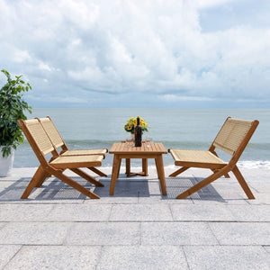 Safavieh Kobina 5 Piece Outdoor Living Set XII23 Natural/Natural Rope Galvanized Steel PAT7314A-2BX