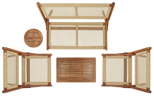 Safavieh Kobina 5 Piece Outdoor Living Set XII23 Natural/Natural Rope Galvanized Steel PAT7314A-2BX