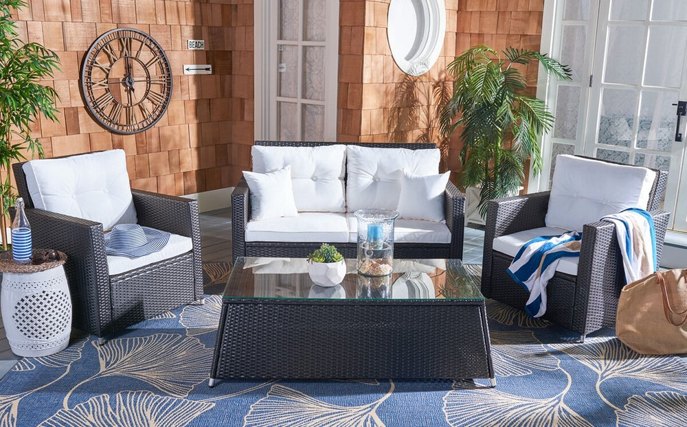 Safavieh Lorma 4Pc Living Set Black/Beige PAT7514A-2BX