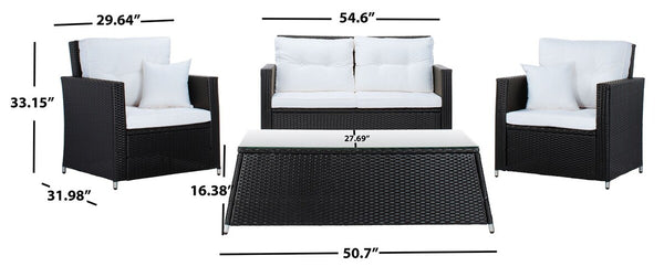Safavieh Lorma 4Pc Living Set Black/Beige PAT7514A-2BX