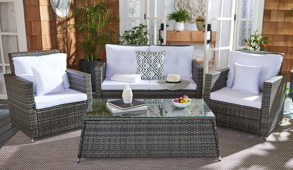 Safavieh Lorma 4Pc Living Set Grey Brown/White PAT7514C-2BX