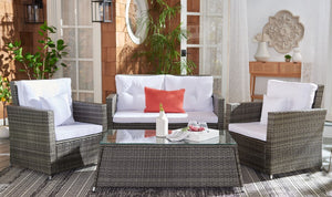 Safavieh Lorma 4Pc Living Set Grey Brown/White PAT7514C-2BX