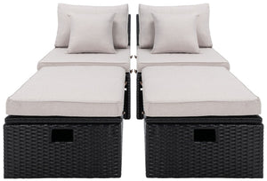 Safavieh Pramla Outdoor Sette With Otto XII23 Black / Light Grey  Steel PAT7515E