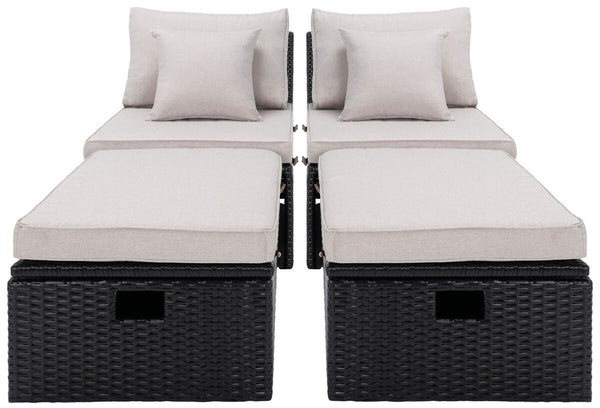 Safavieh Pramla Outdoor Sette With Otto XII23 Black / Light Grey  Steel PAT7515E