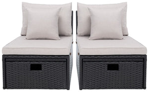 Safavieh Pramla Outdoor Sette With Otto XII23 Black / Light Grey  Steel PAT7515E