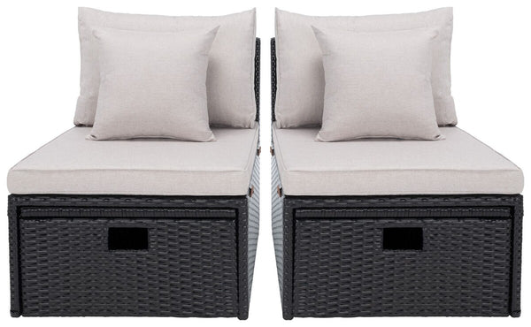 Safavieh Pramla Outdoor Sette With Otto XII23 Black / Light Grey  Steel PAT7515E