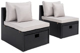 Safavieh Pramla Outdoor Sette With Otto XII23 Black / Light Grey  Steel PAT7515E