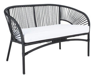 Safavieh Werner 4 Pc Living Sets Black Wicker/White Cushion PAT7522A-2BX