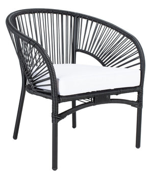 Safavieh Werner 4 Pc Living Sets Black Wicker/White Cushion PAT7522A-2BX