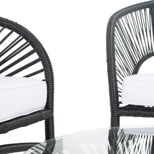 Safavieh Werner 4 Pc Living Sets Black Wicker/White Cushion PAT7522A-2BX