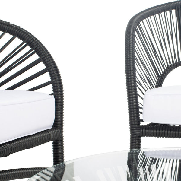 Safavieh Werner 4 Pc Living Sets Black Wicker/White Cushion PAT7522A-2BX