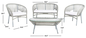 Safavieh Werner 4 Pc Living Sets Grey Wicker/White Cushion PAT7522B-2BX