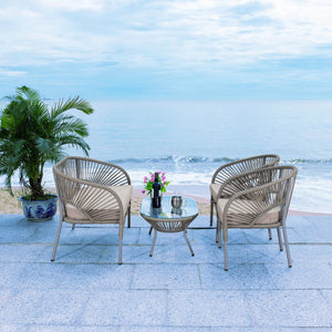 Safavieh Werner 4 Pc Living Sets Grey Wicker/White Cushion PAT7522B-2BX