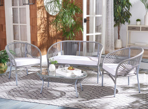 Safavieh Werner 4 Pc Living Sets Grey Wicker/White Cushion PAT7522B-2BX