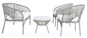 Safavieh Werner 4 Pc Living Sets Grey Wicker/White Cushion PAT7522B-2BX