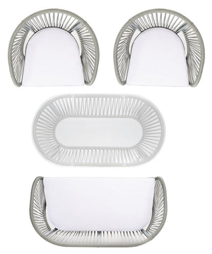 Safavieh Werner 4 Pc Living Sets Grey Wicker/White Cushion PAT7522B-2BX