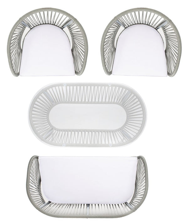 Safavieh Werner 4 Pc Living Sets Grey Wicker/White Cushion PAT7522B-2BX