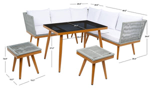 Safavieh Romlin Outdoor Dining Set XII23 Grey / White Steel PAT7528A-2BX