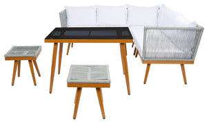 Safavieh Romlin Outdoor Dining Set XII23 Grey / White Steel PAT7528A-2BX